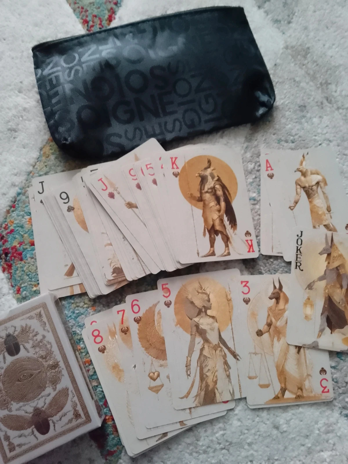 Jeu de 54 cartes thème Egypte + trousse de rangement